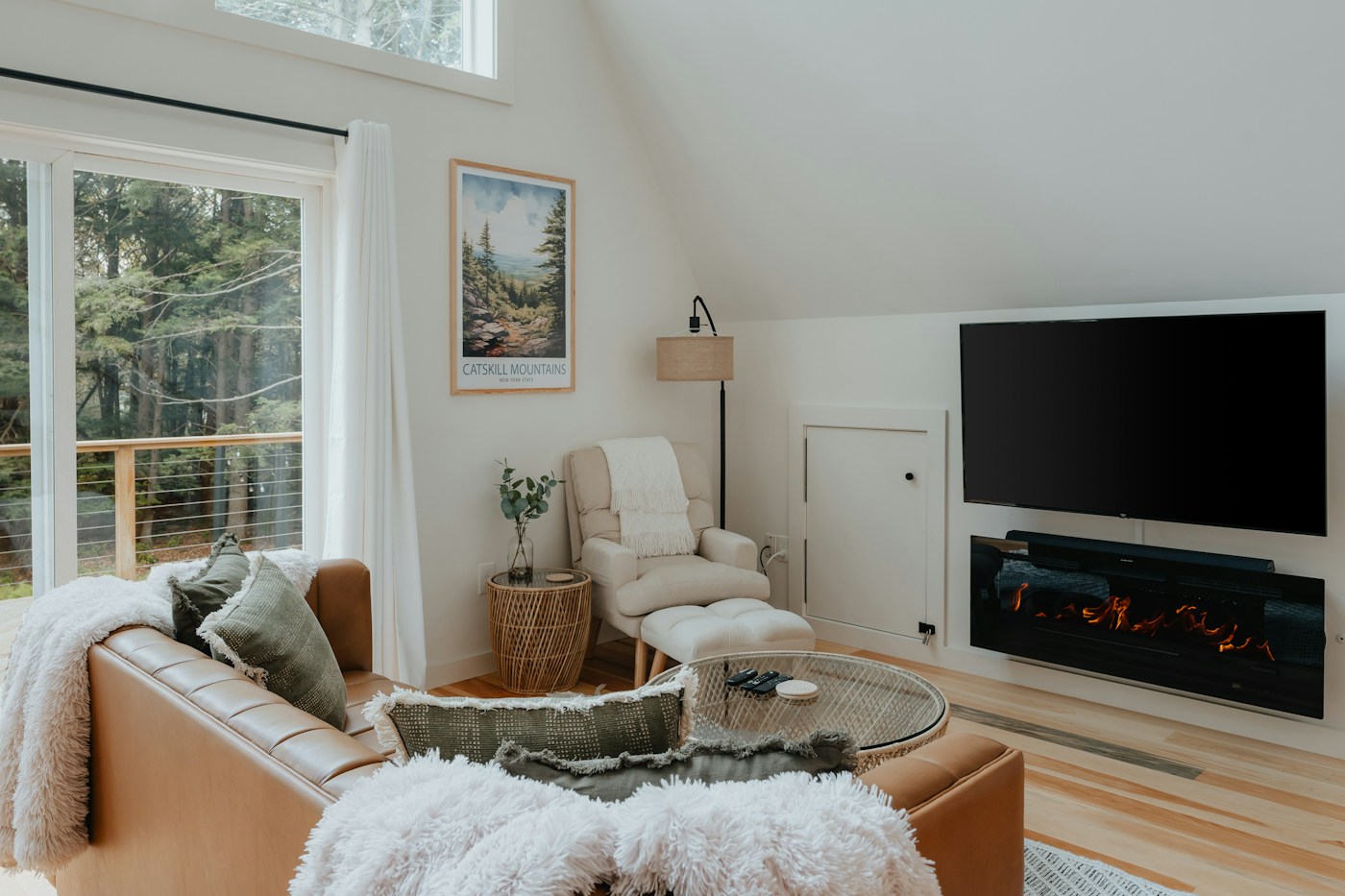 Stock interior inspiration: a bright living room with a wall-mounted television
